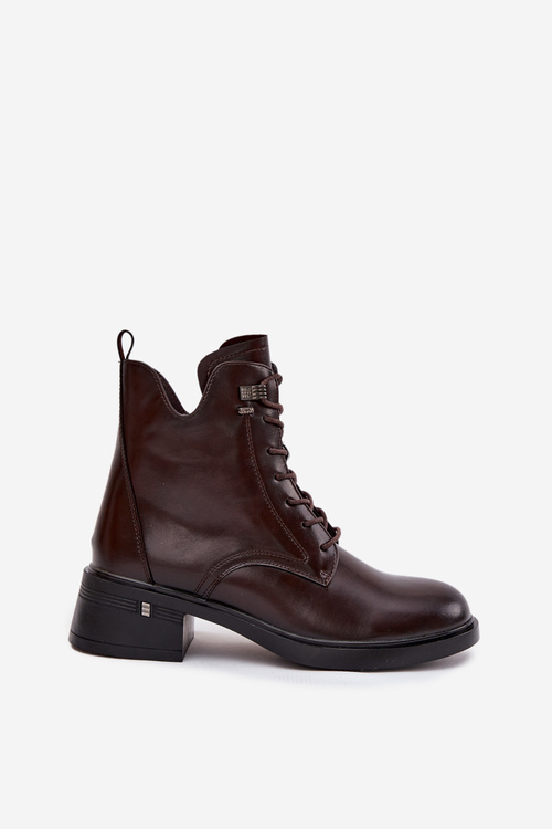 Insulated Women's Block Heel Ankle Boots Vinceza 58602 Chocolate