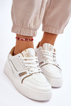 Sneakersy Damskie Wygodne Skóra Białe Bowen
