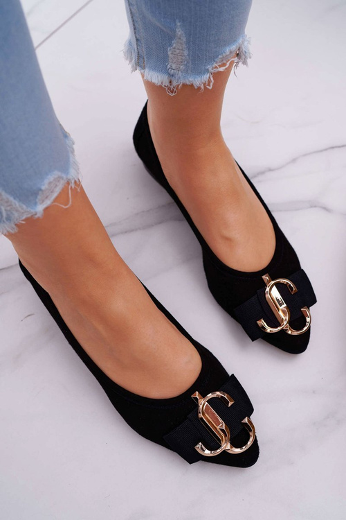 Women's Black Suede Ballerinas Portes