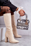 Classic Suede Heel Boots Beige Tressa