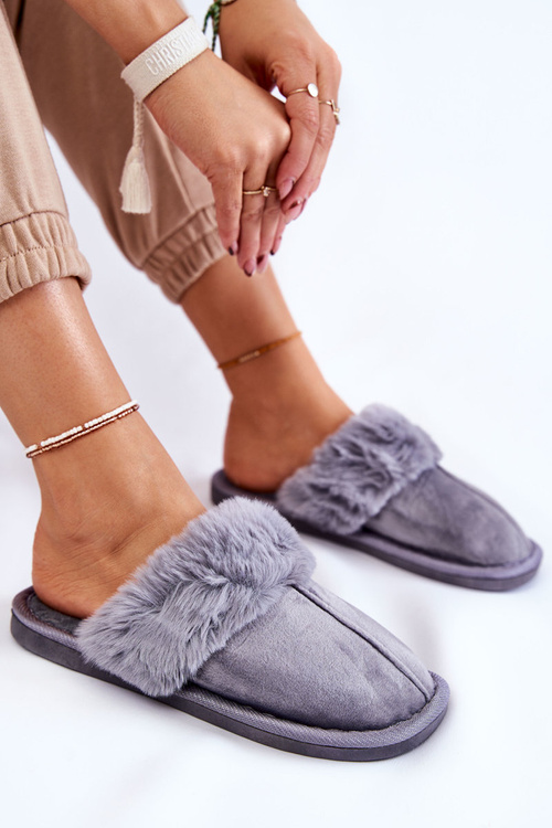 Papcie Damskie Klasyczne Futerko Szare Lorines