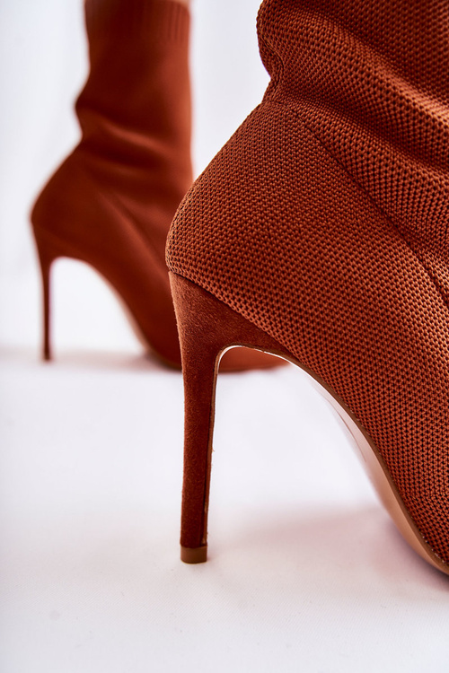 Women's High Boots With A Sock On A Heel Camel Luisell