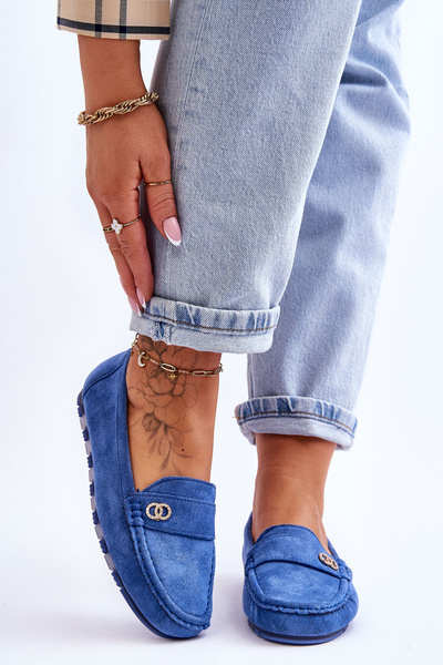 Suede Slip-On Loafers Blue Castelo