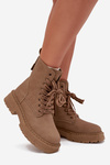 Women's Ankle Boots Workers With Zipper Dark Beige Tirina