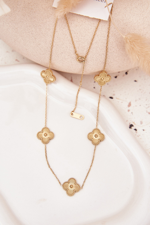 Stainless steel chain with flowers gold