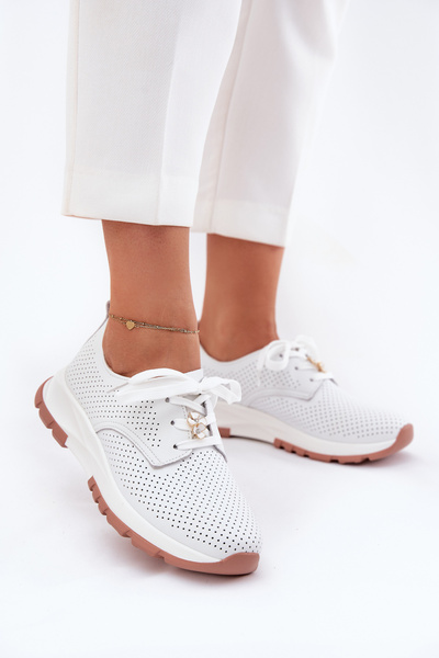 Leather Ladies Brogues With A Clip Artiker 54C1810 White