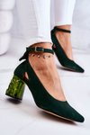 Suede Pumps With A Bow Maciejka 05059-09 Dark green
