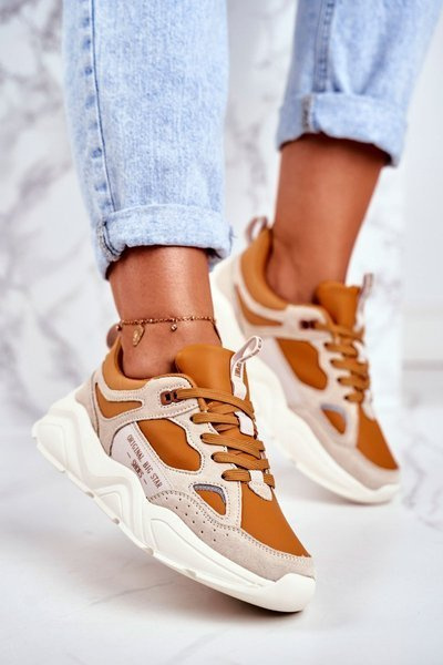 Buty Sportowe Sneakersy Big Star Beżowo-Brązowe GG274653