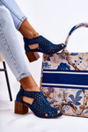 Openwork Boots On A Block Heel Maciejka 04593-17 Navy blue