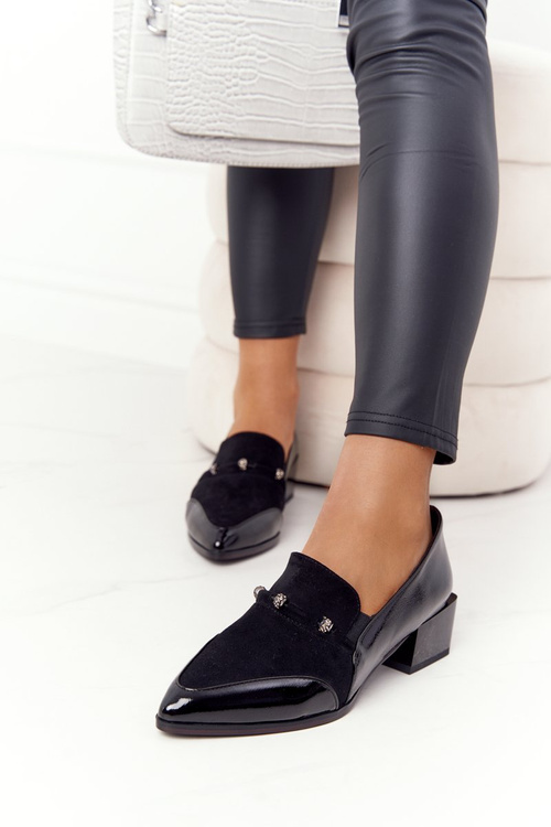 Elegant Shoes On A Block Heel S.Barski Premium A15 Black