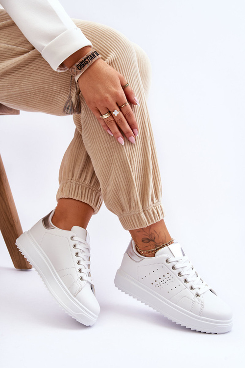 Women's Sport Shoes Silver and White Be First!