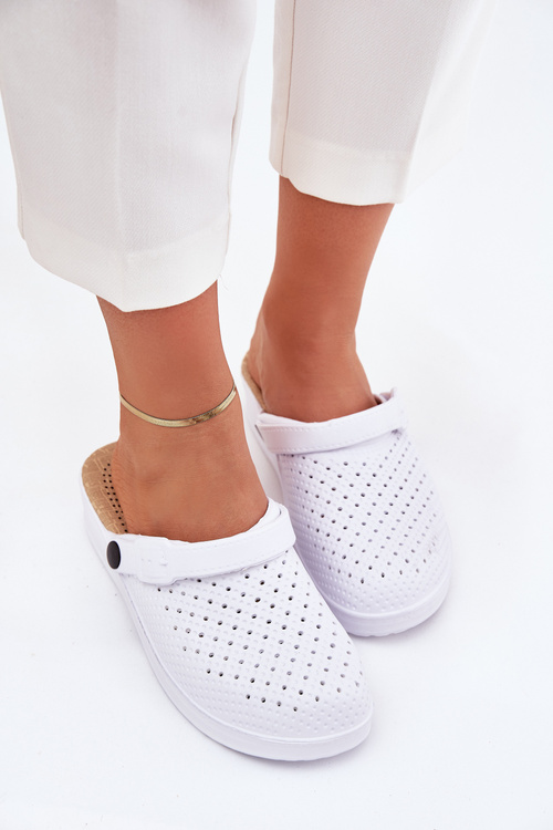 Damskie Chodaki Klapki Lekkie Piankowe Białe Faylina