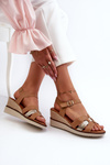Women's Wedge Sandals with Woven Detail Brown Starlenna