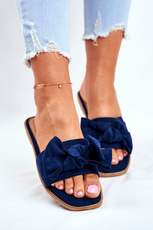 Women's Slides With Bow Navy Blue Malaysia