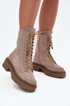 Women's workery made of genuine suede with heating Zazoo 4213 beige