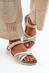 Comfortable And Lightweight Women's Sandals With Velcro Inblu CN000041 Beige-Silver
