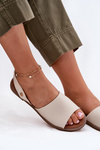 Women's sandals on flat heel eco leather beige Dereka