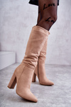 Classic Suede Heel Boots Dark beige Tressa