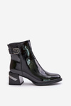 Lacquered Heeled Ankle Boots Insulated Black MR880-093