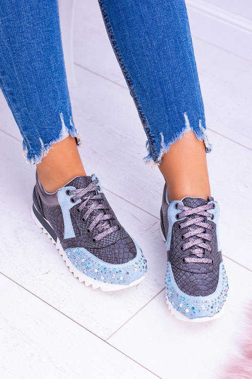 Blue Women's Sports Shoes with Sequins Lu Boo Infinitiale