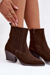 Suede Cowboy Boots for Women with Heel Lined Chocolate Dylira