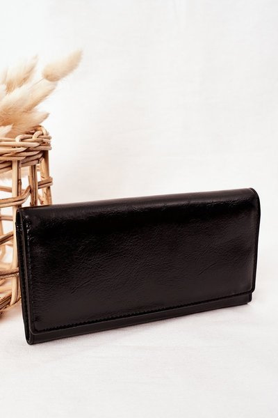 Large Women's Wallet With A Magnet Black
