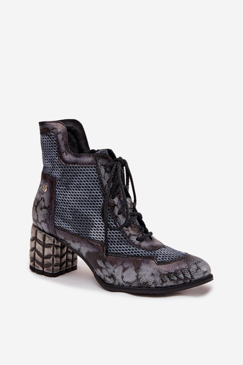 Leather Women's Ankle Boots with Heel Maciejka 06989-03 Gray