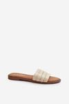 Women's Sandals with Weave on Flat Sole Beige Radians