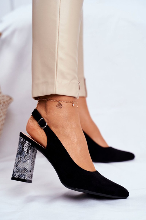 Pumps On A Post With A Snake Pattern Sergio Leone PB218 Black