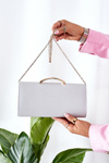 Elegant Clutch Bag With Chain Grey