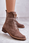 Lace-up suede boots With Decoration Nicole 2750 Brown