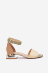 Leather sandals on gold heel beige Laura Messi 2143
