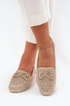 Women's moccasins with perforated pattern and lacing beige Mirisa