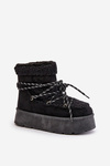 Snow boots on platform with lacing black Izathiel