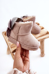 Girls' Warm Snow Boots With Bows grey Meriva