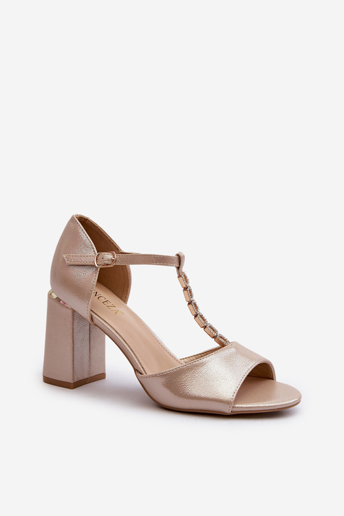 High Heel Sandals with Gold Cubic Zirconia Aniya