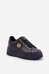 Perforated Sneakers With Gold Detail Black Cassildi