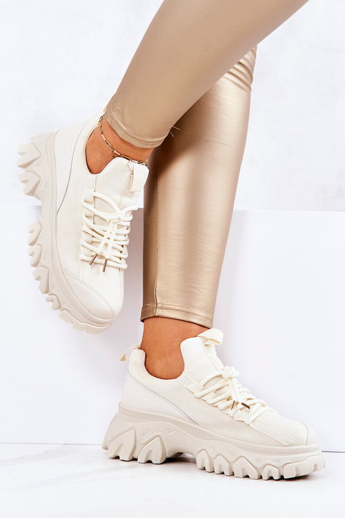 Damskie Sportowe Buty Sneakersy Jasnobeżowe Miles