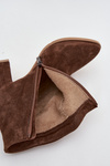 Ankle boots made of natural suede with block heel insulated brown Zazoo 3128