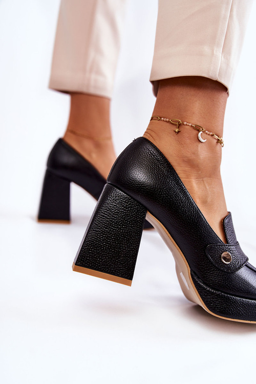 Czółenka Skóra Czarne Lewski Shoes 3195/2