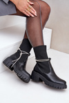 Boots With Sock And Shiny Lacing Black Dinarca