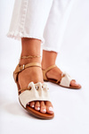 Elegant Suede Sandals With Sequins Beige Vitoria
