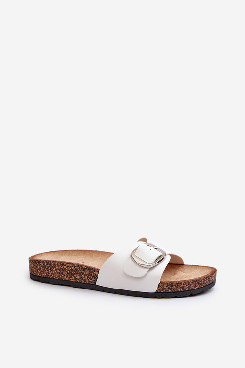 Women's Cork Platform Sandals with Buckle White Moaxi