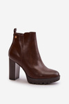 Women's Winter Boots with High Heel Zipper Closure Dark Brown Bioria