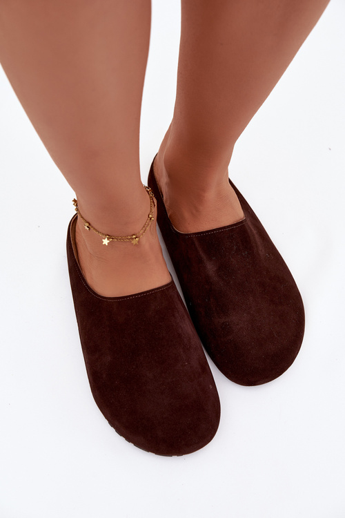 Women Slippers From Eco Suede Chocolate Kalvess