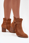 Women's Block Heel Boots with Fringes Camel Rosabella