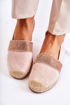 Women's Slip-On Espadrilles With Cubic Zirconia Pink Massal