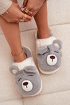 Furry slippers with bear motif gray Galine