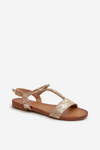 Women's Flat Sandals With Straps S.Barski KV27-010 Gold