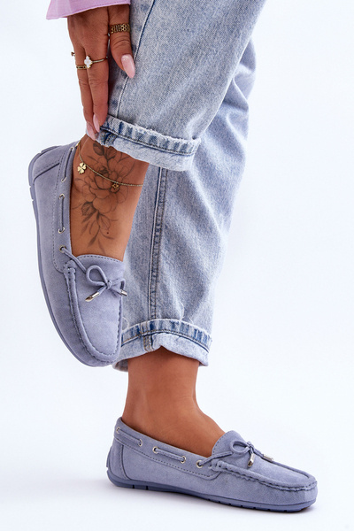 Mokasyny Damskie Zamsz Niebieskie Si Passione FT246